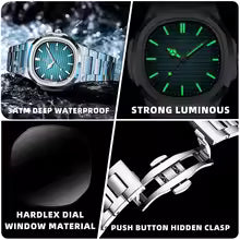 PENGAGAR Luxury Sport Quartz Man Wristwatch Waterproof Luminous Date Week Men Watches Stainless Steel Men's Watch Male Reloj+box