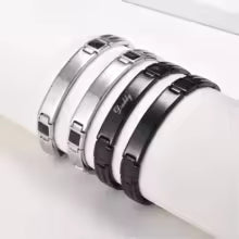 Stylish Waterproof Mens Bracelets,Free Engrave Carbon Fiber ID Tag Wristband,Trendy Jewelry Gifts to Dad Husband