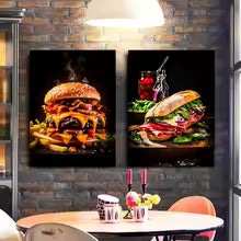 Food Poster Meat Burger Pizza Prints Canvas Painting Restaurant Decoration Wall Art Picture Home Kitchen Decor Gifts Cuadros