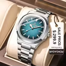 PENGAGAR Luxury Sport Quartz Man Wristwatch Waterproof Luminous Date Week Men Watches Stainless Steel Men's Watch Male Reloj+box